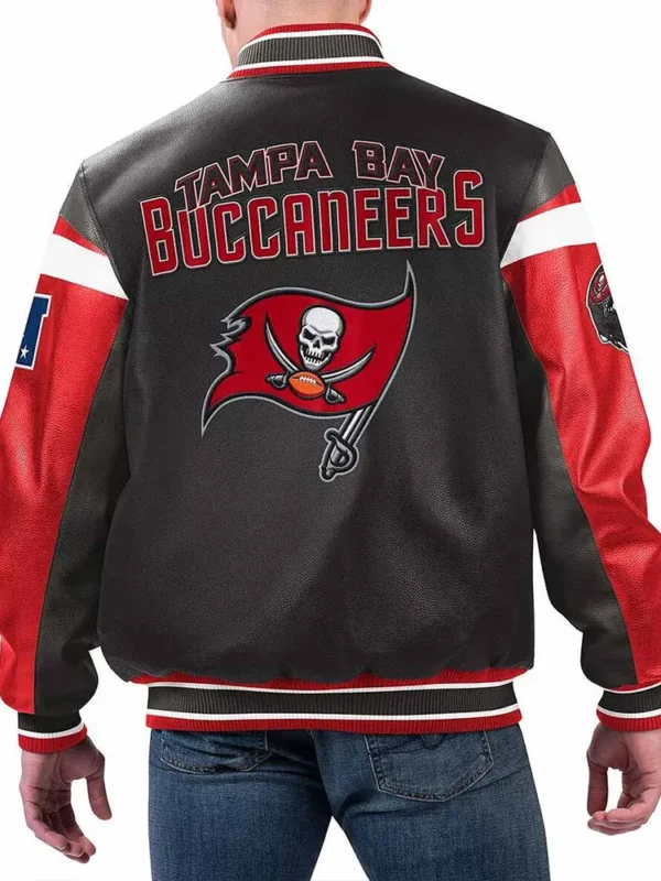 Tampa Bay Buccaneers Black Varsity Full-Zip Leather Jacket