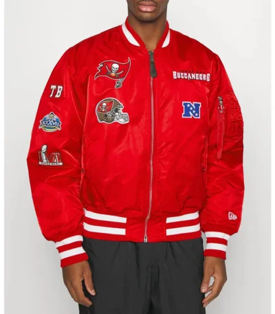 Tampa Bay Buccaneers Bomber Red Satin MA-1 Jacket