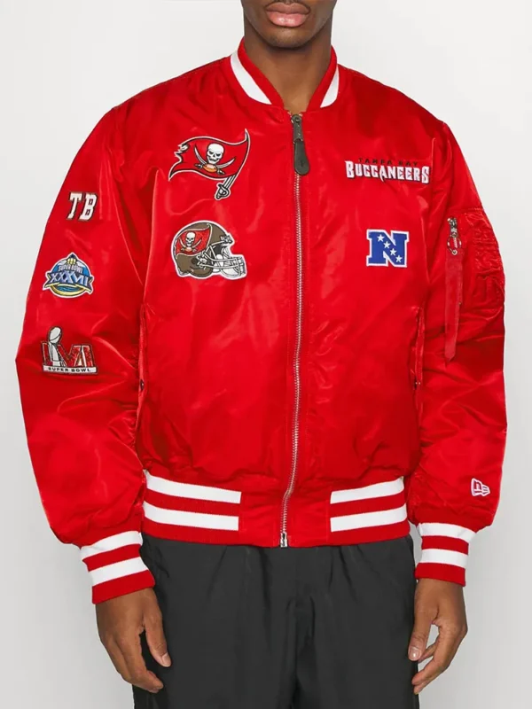 Tampa Bay Buccaneers Bomber Red Satin MA-1 Jacket