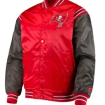 Tampa Bay Buccaneers Bomber Red and Black Satin Jacket