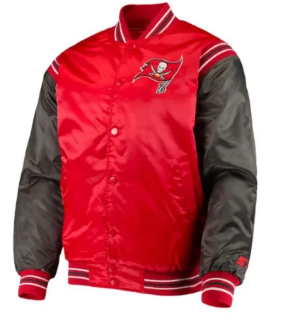 Tampa Bay Buccaneers Bomber Red and Black Satin Jacket