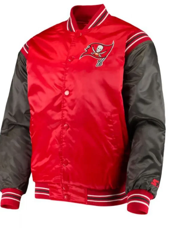 Tampa Bay Buccaneers Bomber Red and Black Satin Jacket
