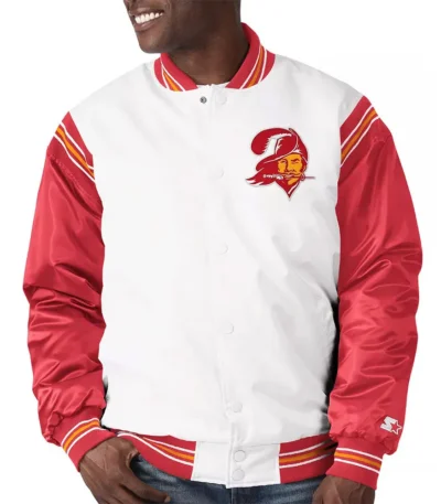 Tampa Bay Buccaneers Historic Renegade White-Red Varsity Satin Jacket