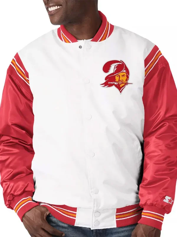 Tampa Bay Buccaneers Historic Renegade White-Red Varsity Satin Jacket