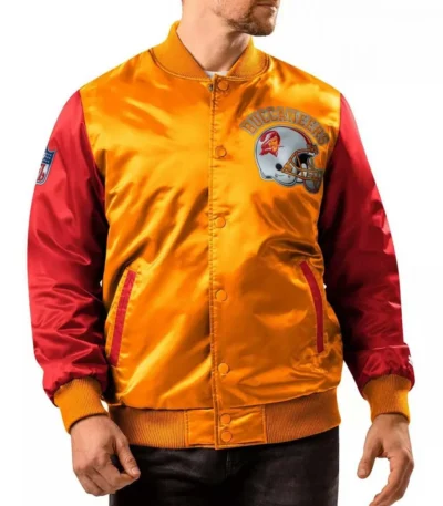 Tampa Bay Buccaneers Locker Room Throwback Orange-Red Varsity Satin Jacket