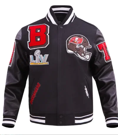 Tampa Bay Buccaneers Mashup Rib Varsity Wool-Leather Jacket