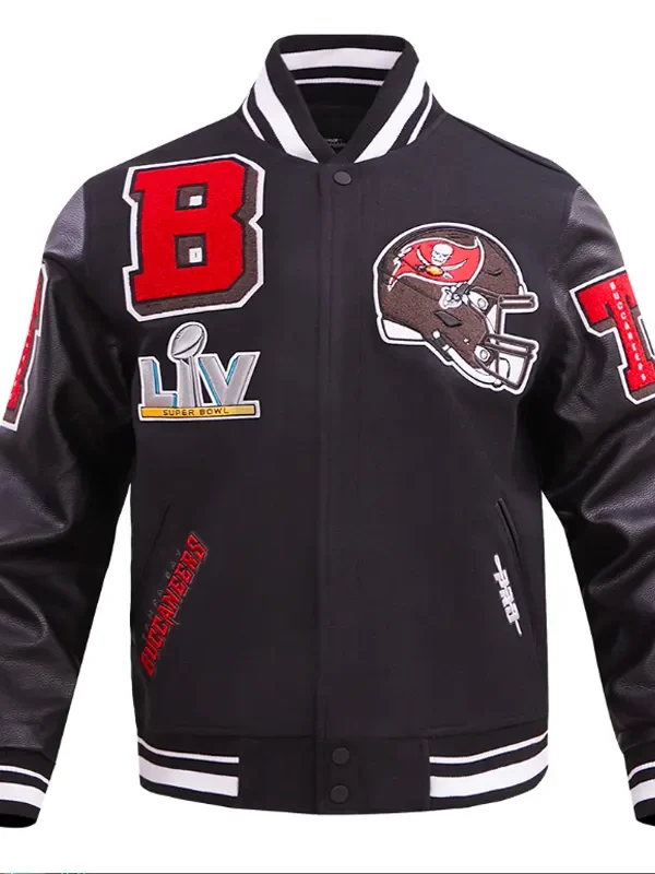 Tampa Bay Buccaneers Mashup Rib Varsity Wool-Leather Jacket