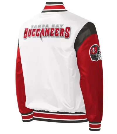 Tampa Bay Buccaneers Throwback Warm Up Pitch White Satin Jacket