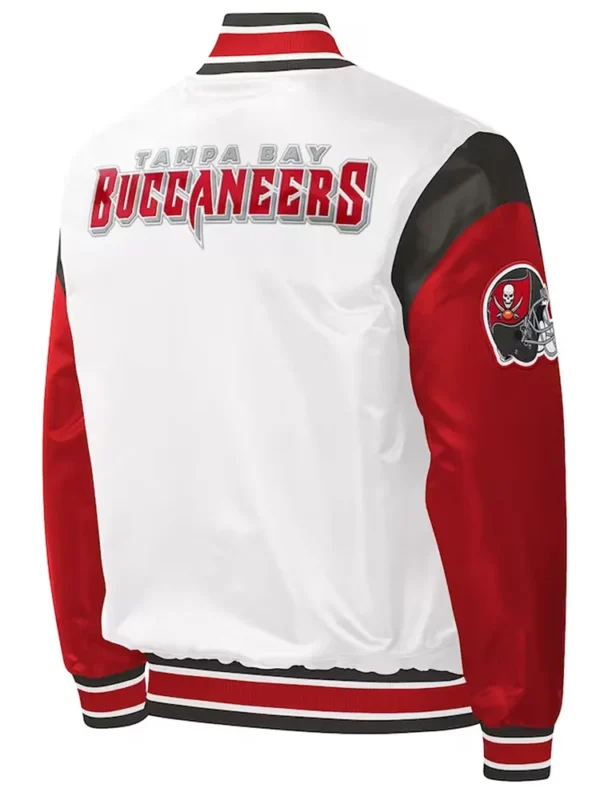 Tampa Bay Buccaneers Throwback Warm Up Pitch White Satin Jacket