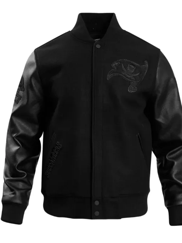 Tampa Bay Buccaneers Triple Black Varsity Wool-Leather Jacket