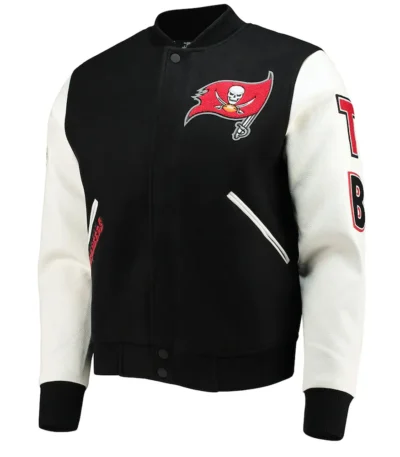 Tampa Bay Buccaneers White and Black Letterman Jacket
