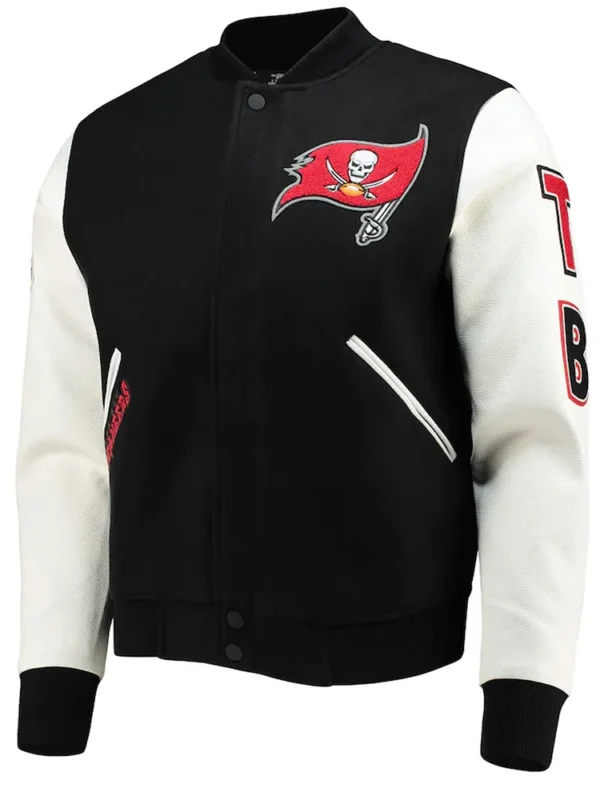 Tampa Bay Buccaneers White and Black Letterman Jacket