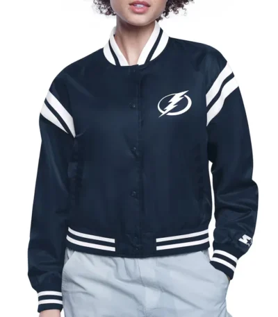 Tampa Bay Lightning Printed Logo Varsity Satin Jacket