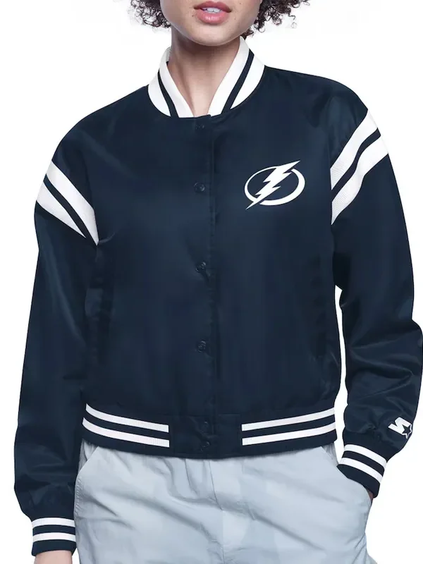 Tampa Bay Lightning Printed Logo Varsity Satin Jacket