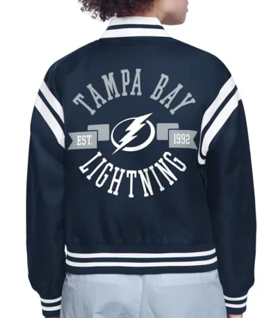 Tampa Bay Lightning Printed Logo Varsity Satin Jacket