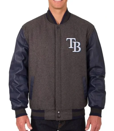 Tampa Bay Rays Charcoal and Navy Varsity Jacket