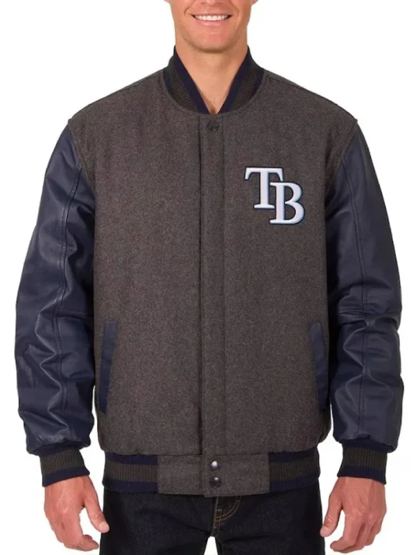 Tampa Bay Rays Charcoal and Navy Varsity Jacket