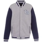 Tampa Bay Rays Gray and Navy Varsity Wool Jacket
