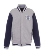 Tampa Bay Rays Gray and Navy Varsity Wool Jacket