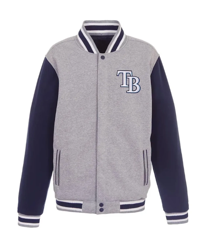 Tampa Bay Rays Gray and Navy Varsity Wool Jacket Tampa Bay Rays Gray and Navy Varsity Wool Jacket