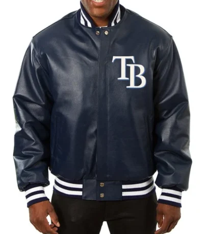 Tampa Bay Rays Navy Varsity Leather Jacket