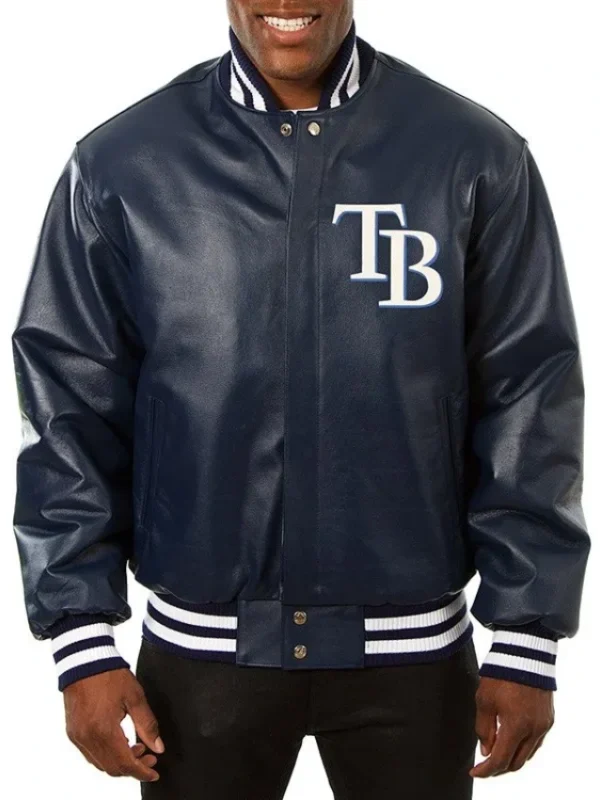 Tampa Bay Rays Navy Varsity Leather Jacket