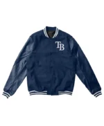 Tampa Bay Rays Navy Wool/Leather Letterman Jacket