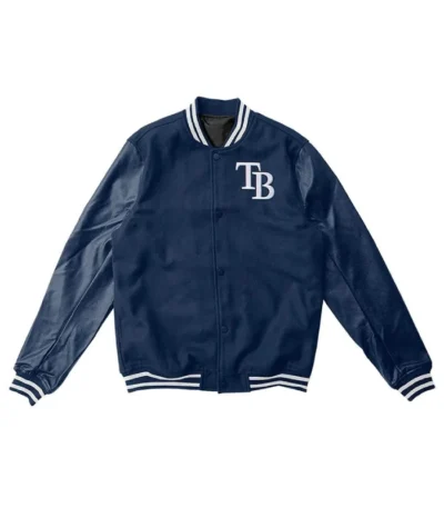 Tampa Bay Rays Navy Wool/Leather Letterman Jacket