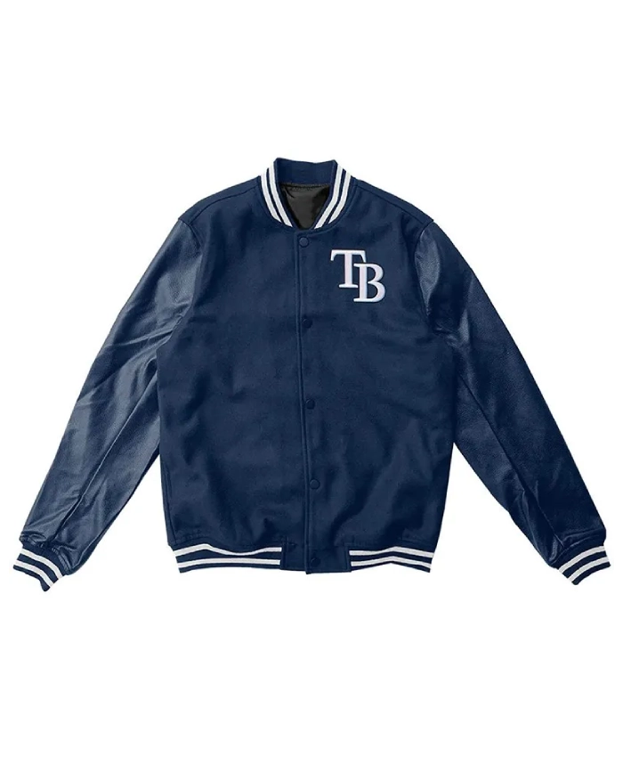 Tampa Bay Rays Navy Wool/Leather Letterman Jacket Tampa Bay Rays Navy Wool/Leather Letterman Jacket