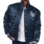 Tampa Bay Rays Satin Navy Trucker Jacket