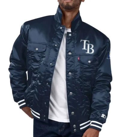 Tampa Bay Rays Satin Navy Trucker Jacket