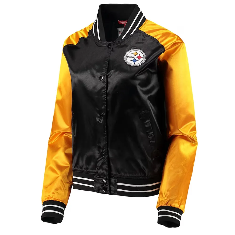 Team 2.0 Pittsburgh Steelers Black-Yellow Satin Jacket Team 2.0 Pittsburgh Steelers Black-Yellow Satin Jacket