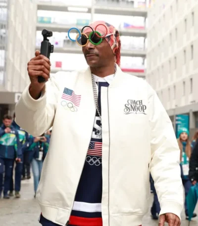 Team USA 2026 Snoop Dogg White Bomber Jacket