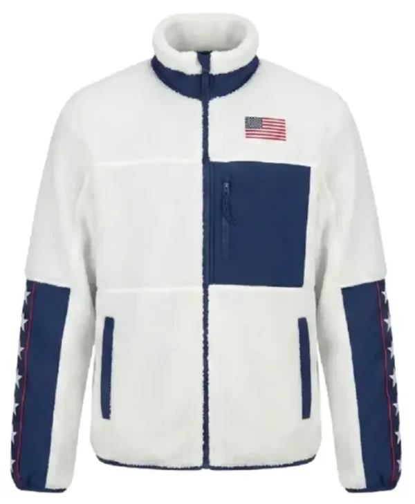 Team USA White and Blue Sherpa Jacket