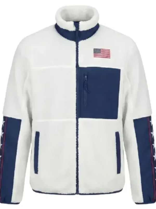 Team USA White and Blue Sherpa Jacket