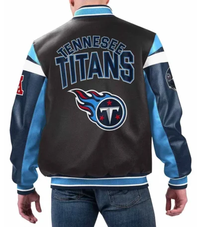 Tennessee Titans Black Varsity Full-Zip Leather Jacket