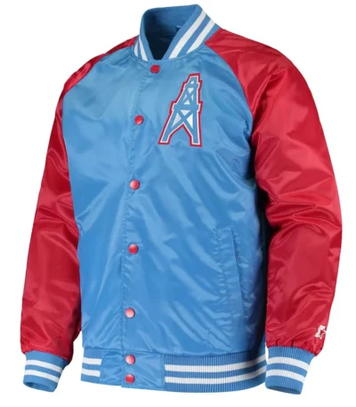 Tennessee Titans Lead Off Varsity Light Blue-Red Satin Jacket