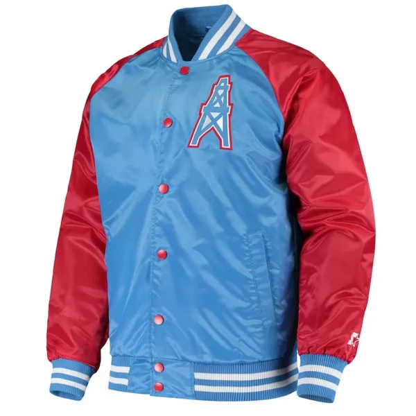 Tennessee Titans Lead Off Varsity Light Blue-Red Satin Jacket