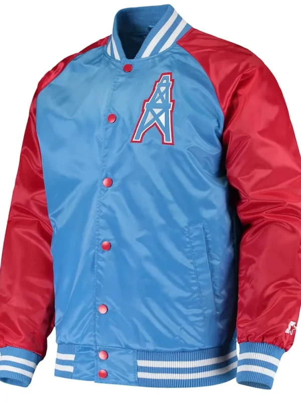 Tennessee Titans Lead Off Varsity Light Blue-Red Satin Jacket