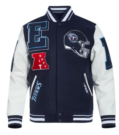 Tennessee Titans Mashup Rib Varsity Wool-Leather Jacket