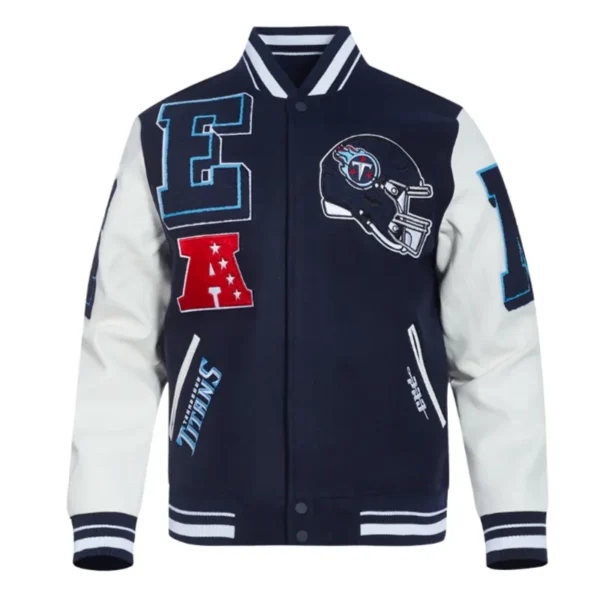 Tennessee Titans Mashup Rib Varsity Wool-Leather Jacket