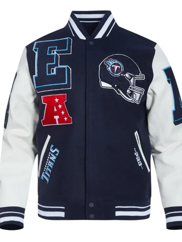 Tennessee Titans Mashup Rib Varsity Wool-Leather Jacket