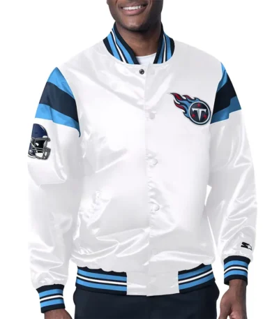 Tennessee Titans Midweight White Satin Jacket