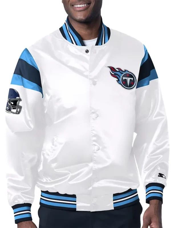 Tennessee Titans Midweight White Satin Jacket