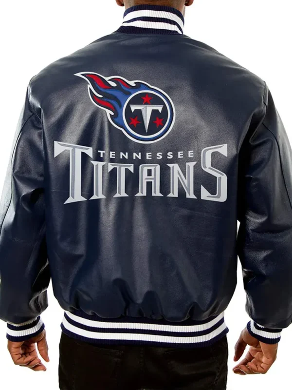 Tennessee Titans Navy Blue Varsity Leather Jacket