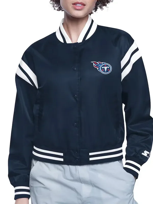 Tennessee Titans Printed Logo Varsity Satin Jacket
