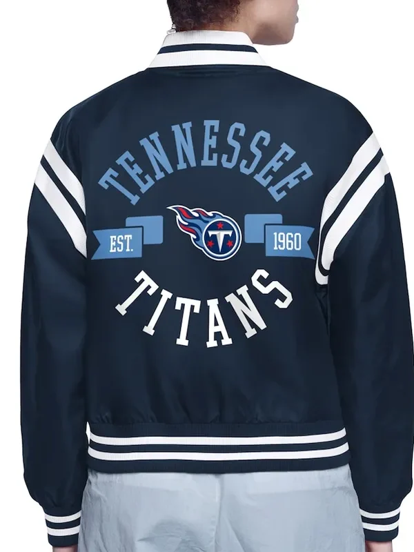 Tennessee Titans Printed Logo Varsity Satin Jacket