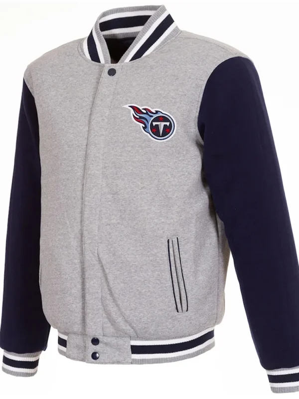 Tennessee Titans Varsity Gray and Navy Wool Jacket