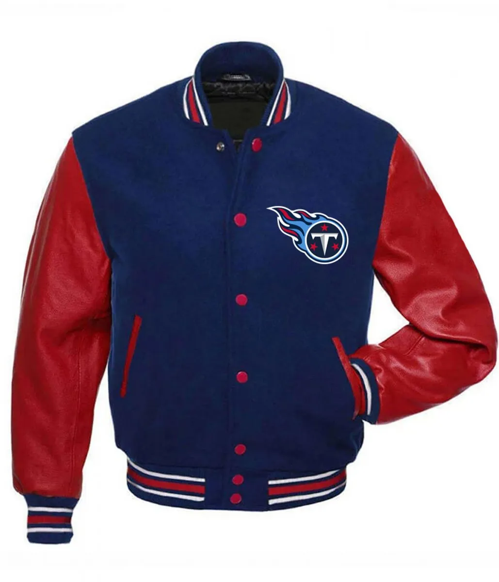 Tennessee Titans Varsity Red and Blue Jacket Tennessee Titans Varsity Red and Blue Jacket