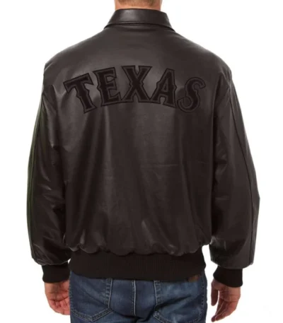 Texas Rangers Leather Black Varsity Jacket